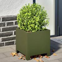 VidaXL Plantenbakken 2 st 30x30x30 cm staal olijfgroen - thumbnail