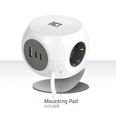 ACT AC2420 Stekkerdoos + USB-C/A - thumbnail