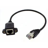 RJ45 Male naar Female chassis cable, 20cm - thumbnail
