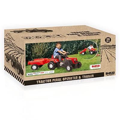 Dolu traptractor met aanhanger rood/zwart
