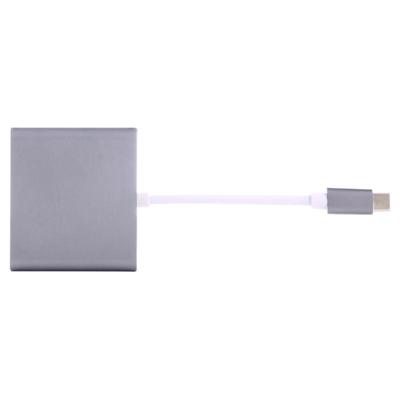 USB-C / Type-C 3.1 mannetje naar USB-C / Type-C 3.1 vrouwtje & HDMI vrouwtje & USB 3.0 vrouwtje Adapter voor MacBook 12 / Chromebook Pixel 2015 (zilve