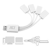 ACT AC6210 USB Hub 2.0 | 4x USB-A | Flexibel | Wit | 8 cm - thumbnail