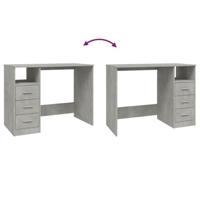 Bureau met lades 102x50x76 cm bewerkt hout betongrijs - thumbnail