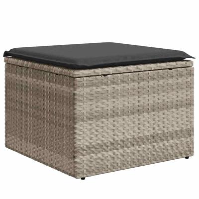 8-delige Loungeset met kussens poly rattan lichtgrijs