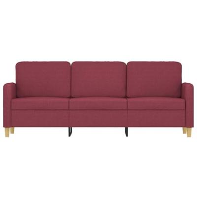 Driezitsbank 180 cm stof wijnrood