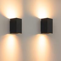 2x Cometa nero m by LUSENZ - Up and downlight - Rechthoekige wandlamp met mat zwarte coating - thumbnail