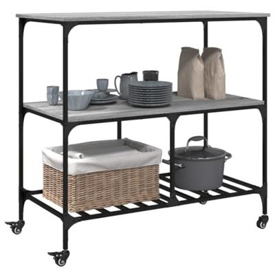 Keukentrolley 100x50x95 cm bewerkt hout grijs sonoma eikenkleur