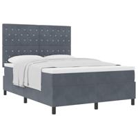 Boxspringbed met matras fluweel donkergrijs 140x200 cm - thumbnail