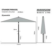 Parasol Tenerife 300 cm - grijs zonder volant - thumbnail