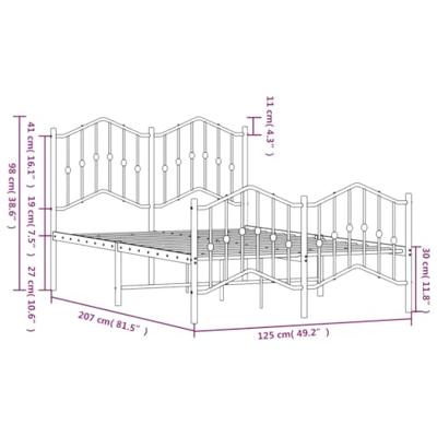 Bedframe met hoofd- en voeteneinde metaal wit 120x200 cm - thumbnail