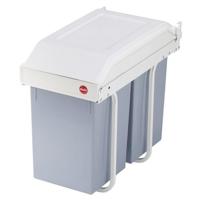 Hailo 3659-001 multi-box duo l inbouw afvalbak 2x14l wit/zilver - thumbnail