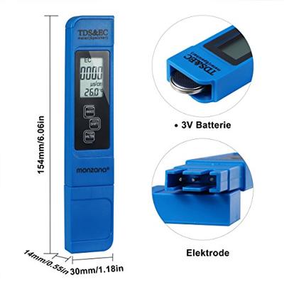 Digitaal watermeetapparaat met LCD-display 3in1 - TDS- EC- en temperatuurmeter