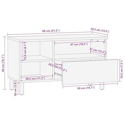 Tv-meubel 80x33,5x46 cm massief ruw mangohout zwart