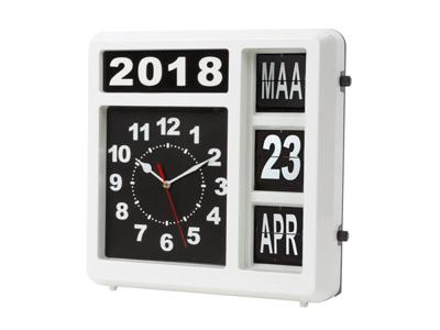 Wandklok met flipover kalender 31 x 31 cm nederlands Velleman - Velleman