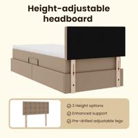 Opbergbed met LED met matras Cappuccino 90 x 200 cm Nep Leer - thumbnail