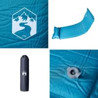 Kampeermatras met gentegreerd kussen zelfopblazend turquoise - thumbnail