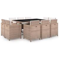 11-delige Tuinset met kussens poly rattan beige - thumbnail