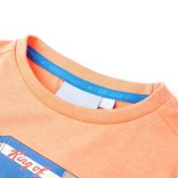 Kindershirt met korte mouwen 128 neonoranje - thumbnail