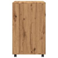 Rolkast 60x48x81 cm bewerkt hout artisanaal eikenkleurig - thumbnail