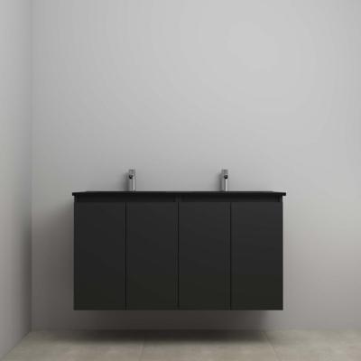 On-Line Onderkast - 120 cm - Voorgemonteerd - Greeploze Ladestructuur - Acryl Wastafel - 2 Kraangaten - Mat Zwart