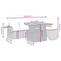 6-delige Loungeset met kussens poly rattan grijs - thumbnail