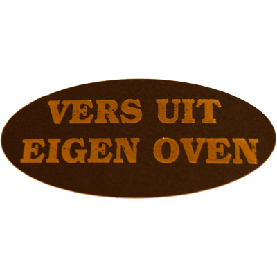 Etiket | Reclame-etiket | papier | Vers uit eigen oven | permanent | 60x30mm | zwart/goud | rol à 500 stuks