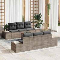 Tuinbankenset met opslag 7 pcs Grijs poly rattan - thumbnail