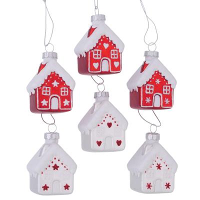Boltze Home Kersthanger huisje nellas glas 5xh7,5cm