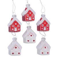 Boltze Home Kersthanger huisje nellas glas 5xh7,5cm - thumbnail