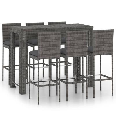 7-delige Tuinbarset met antracietkleurige kussens poly rattan