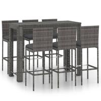 7-delige Tuinbarset met antracietkleurige kussens poly rattan - thumbnail