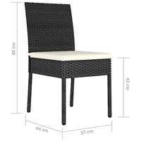 Tuinstoelen 4 st poly rattan zwart - thumbnail