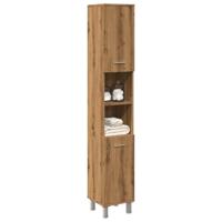 Badkamerkast 30x30x179 cm bewerkt hout artisanaal eikenkleurig - thumbnail
