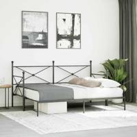 Slaapbank met onderschuifbed zonder matras 80x200cm staal zwart - thumbnail