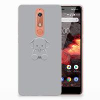 Nokia 5.1 (2018) Telefoonhoesje met Naam Grijs Baby Olifant - thumbnail