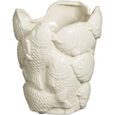 Vaas Vis - off-white - keramiek - 22,2xØ19 cm - Leen Bakker