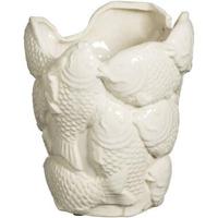 Vaas Vis - off-white - keramiek - 22,2xØ19 cm - Leen Bakker - thumbnail