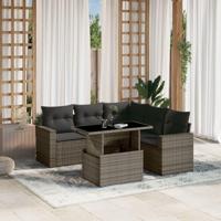 6-delige Loungeset met kussens poly rattan grijs - thumbnail