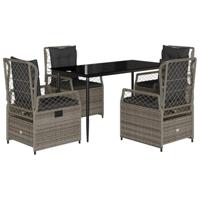 5-delige Tuinset met kussens poly rattan grijs - thumbnail
