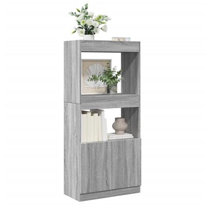 Hoge kast 63x33x180 cm bewerkt hout grijs sonoma eikenkleurig