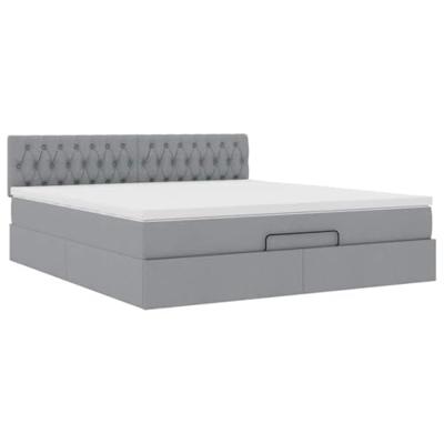 Ottoman bed met matras 180x200cm stof lichtgrijs