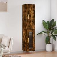 Hoge kast 34,5x34x180 cm bewerkt hout gerookt eikenkleurig - thumbnail