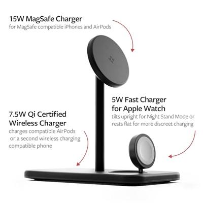 Twelve South HiRise 3 Deluxe Draadloze lader Max. 3 apparaten gelijktijdig opladen, Met snellaadfunctie Zwart