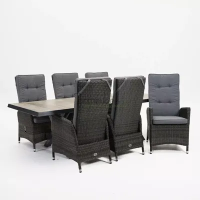 Tuinstoel Vita Veloso met Castilla Negro 243 cm tafel met kruispoot