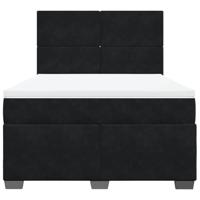 Boxspring met matras fluweel zwart 160x200 cm - thumbnail