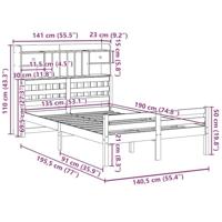 Bed met boekenkast zonder matras massief grenenhout 135x190 cm - thumbnail