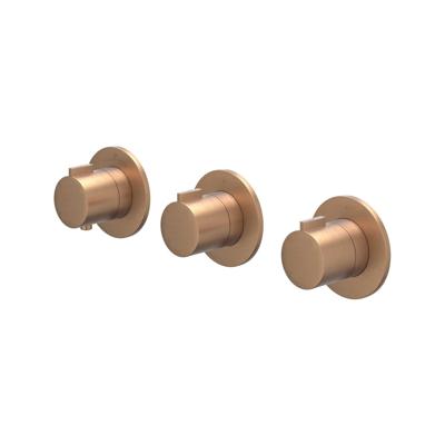 Afbouwdeel IVY Pact Inbouwthermostaat 2 Stopkranen Symmetry Met Ronde Rozetten Geborsteld Mat Koper PVD IVY