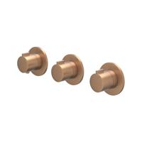 Afbouwdeel IVY Pact Inbouwthermostaat 2 Stopkranen Symmetry Met Ronde Rozetten Geborsteld Mat Koper PVD IVY - thumbnail