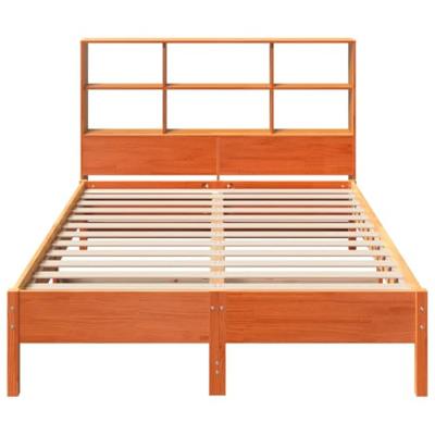 Bed met boekenkast zonder matras grenenhout wasbruin 150x200 cm