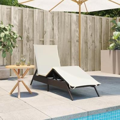 Ligbed met kussen poly rattan bruin Ligbed met kussen poly rattan bruin